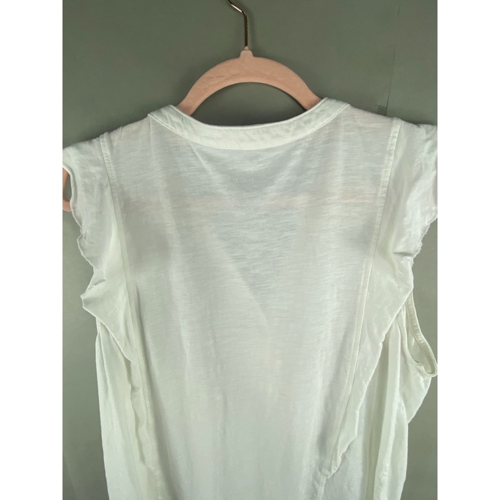 Sonoma Women Top L White Sleeveless Button Front Ruffle Slub Knit Everyday Tee - Picture 7 of 10
